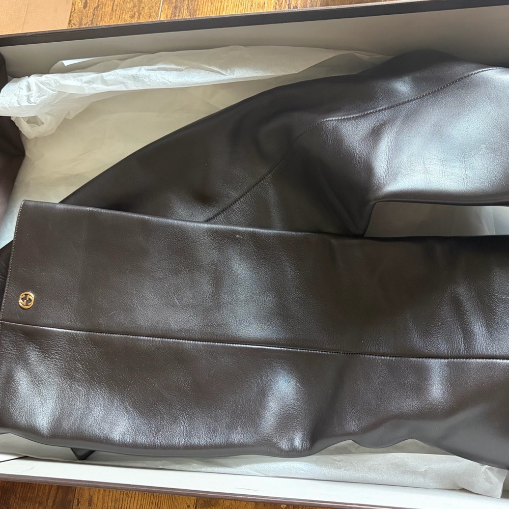 Gucci Dark Brown Heeled Leather Boots - Picture 6 of 6